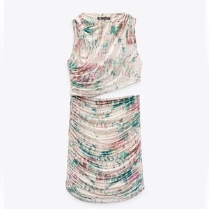 Zara Printed Cut Out Mini Dress